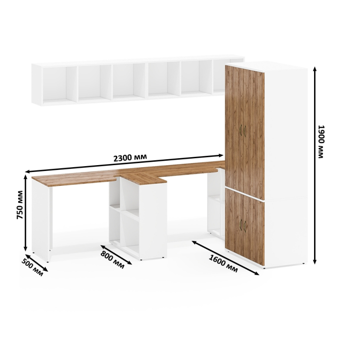 Домашние кабинеты, Мебель для работы и хранения вещей для двоих Лидер-8 № 48