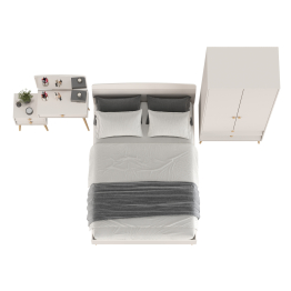 Кровать Афина 1400 с трюмо и шкафом-комодом