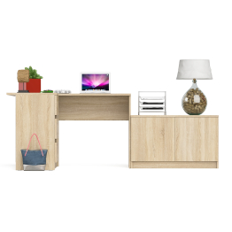 Компьютерный угловой стол левое исполнение с широкой тумбой Мори МА-900