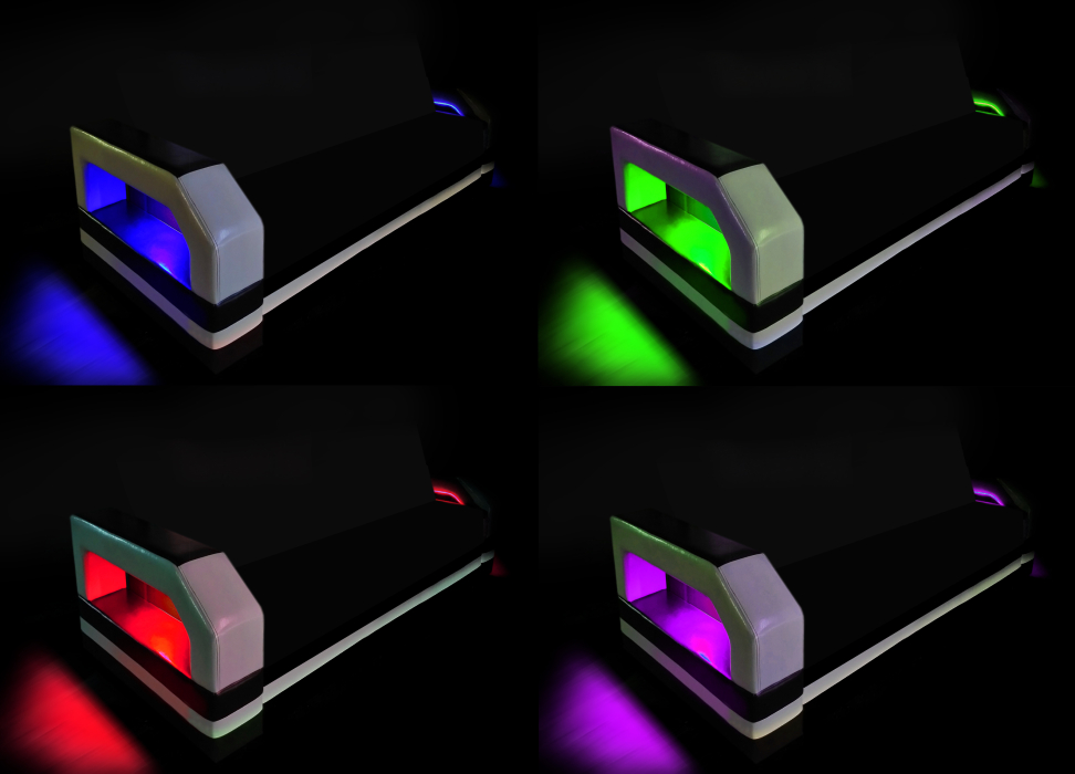 Диваны угловые, Диван угловой Манчестер 150 с подсветкой, правый, рогожка/экокожа