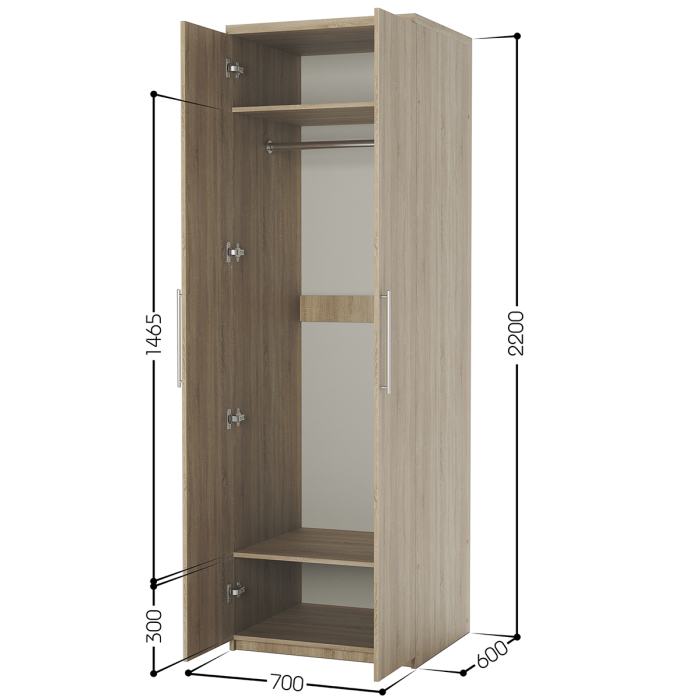 Для одежды, Шкаф для одежды Комфорт МШ-21 70х60 с зеркалами