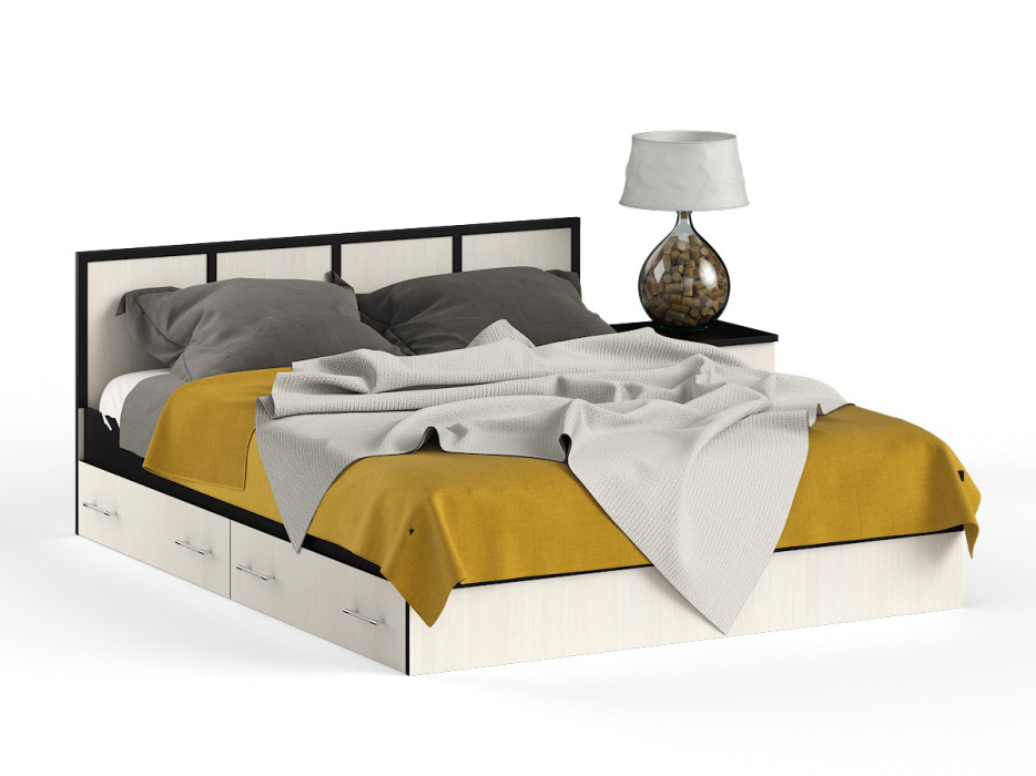 Спальные гарнитуры, Кровать с ящиками Сакура 1600 с прикроватной тумбой