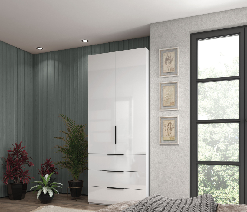 Шкафы распашные, Шкаф 2-х дверный с полками и ящиками, 90 см Люкс