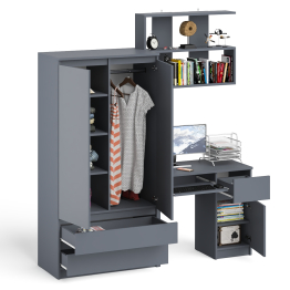 Стол компьютерный с ящиком МС-1 правый с навесной полкой и шкаф-комод МШ900.1 Мори