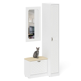 Обувница с сиденьем и зеркалом и пенал П-6-500 фрезеровка ромб