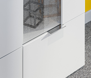 Мальта СБ-3265 Стенка с пеналом и витриной Белый,Дуб Гамильтон/МДФ Белый