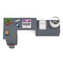 Компьютерный угловой стол левое исполнение с широкой тумбой Мори МА-900