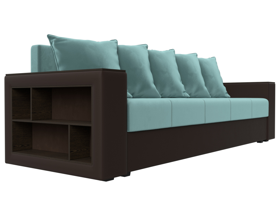 Диваны прямые, Диван прямой Дубай Лайт полки слева, велюр/экокожа