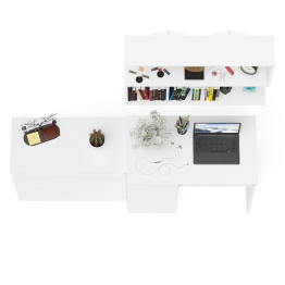 Компьютерный стол три ящика слева Мори с комодом Мори МК800.1 и полкой на 900