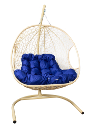 Подвесное кресло ДЛЯ ДВОИХ с ротангом бежевое