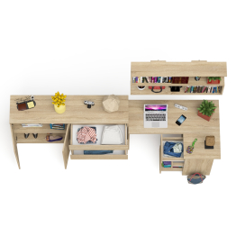 Тумба-комод МК1600.1 Мори с навесной книжной полкой и угловой компьютерный стол МС-16 правый