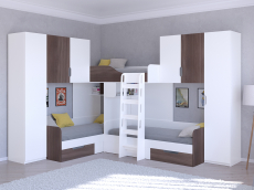 Для подростков, Кровать двухъярусная Трио/3 Белый