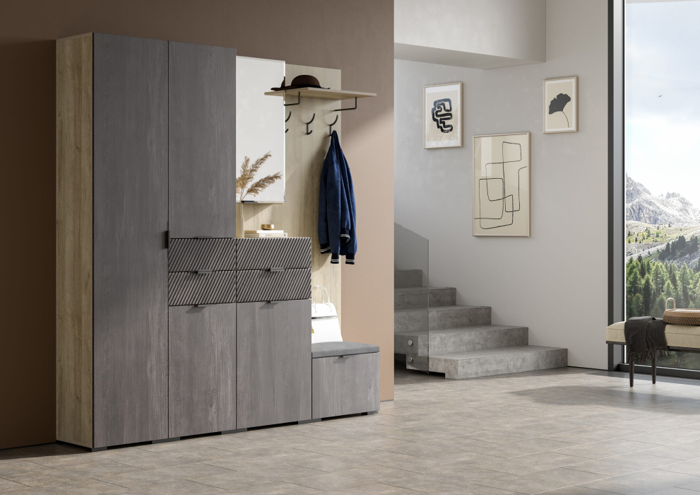 Шкафы распашные, Шкаф Шаде ШК-3415, дуб серый, черный ясень