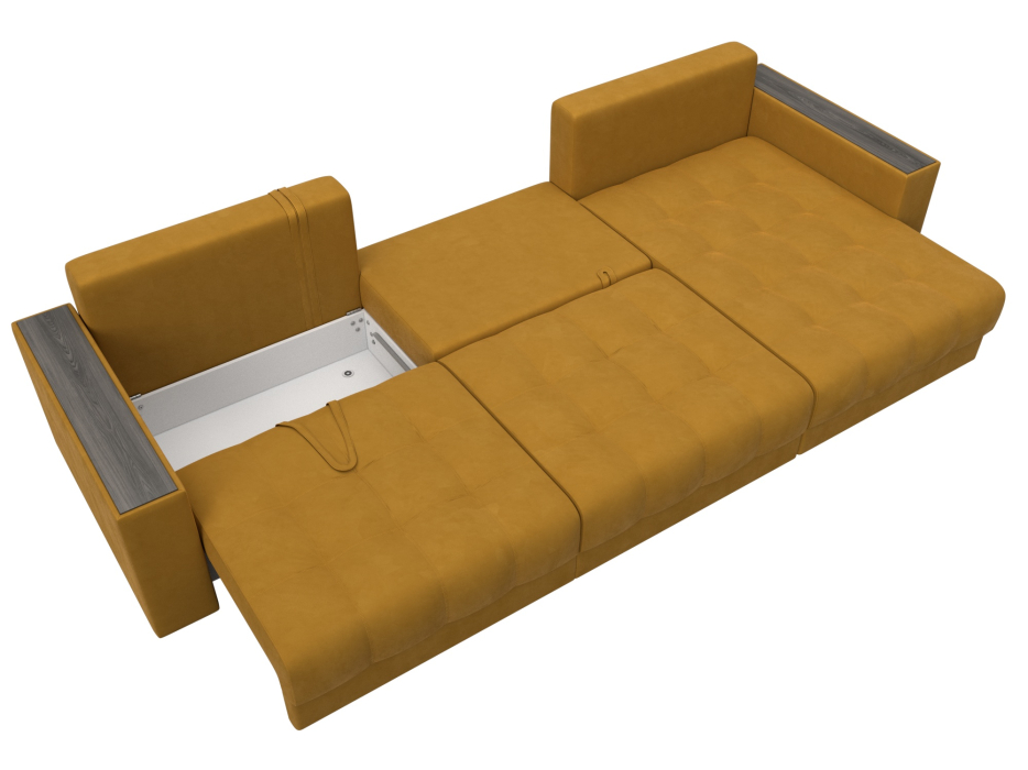 Дизайнерские диваны для гостиной, Диван угловой с декором Лига-049 НПБ Лонг, велюр BRUT