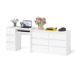 Комод Мори МК1200 6-ть ящиков со столом компьютерным МС-6 левым