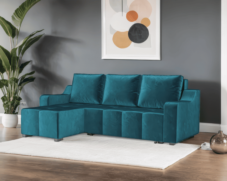 Диваны угловые в гостиную, Диван угловой Берн (Бархат)