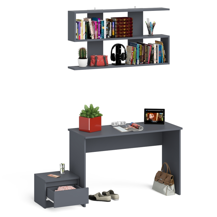 Прямые компьютерные столы, Стол письменный Мори 1200 с тумбочкой и навесной полкой 1200