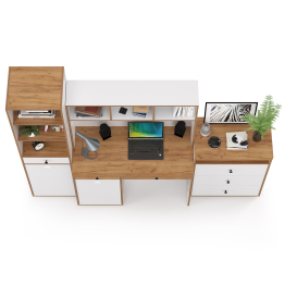 Компьютерный стол, стеллаж и комод с нишей Вуди № 50