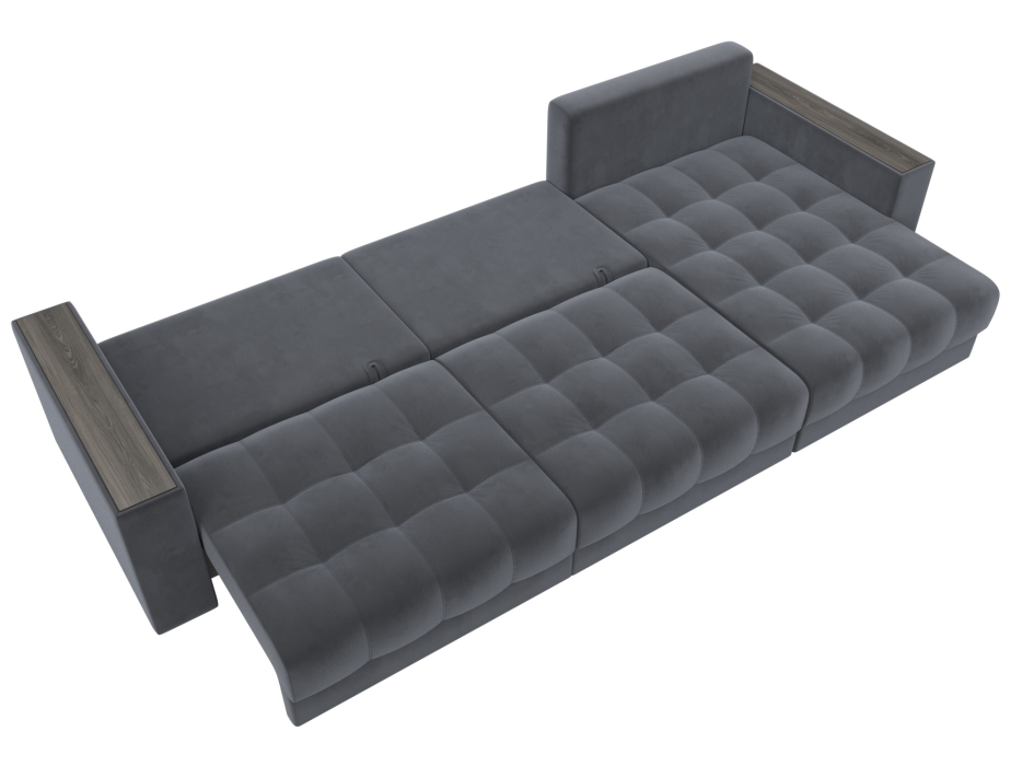 Дизайнерские диваны для гостиной, Диван угловой с декором Лига-049 НПБ Лонг, велюр SEVEN