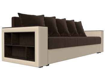 Диван прямой Дубай Лайт полки слева, микровельвет/экокожа