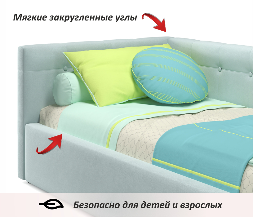 Мягкая кровать, Односпальная кровать-тахта Bonna 900 ортопедическое основание с матрасом PROMO B COCOS