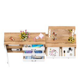 Стол туалетный для спальни с лампочками СТ-5 и тумба-комод 122-1204