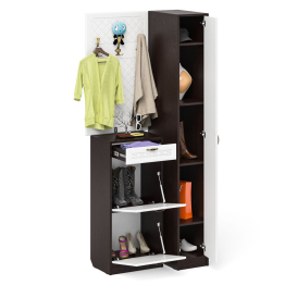 Высокая обувница с вешалкой с крючками и пеналом П-6-500 для прихожей фрезеровка ромб