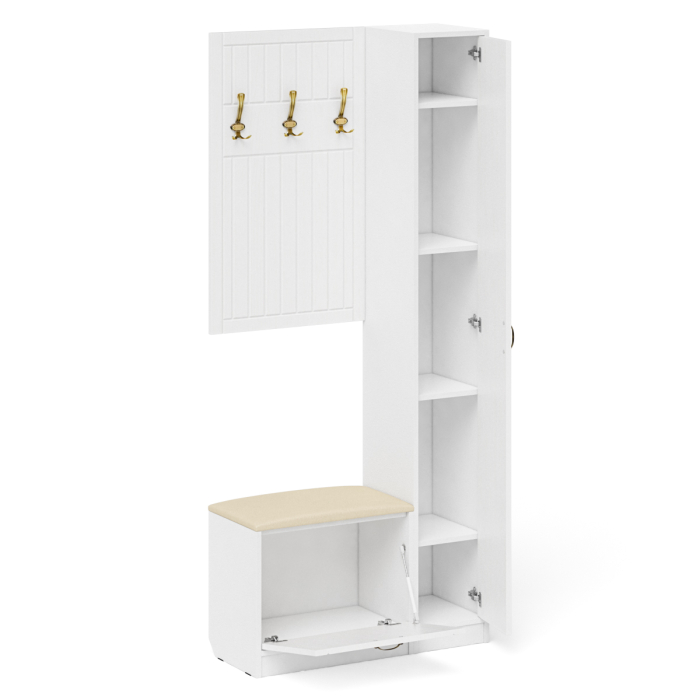 Прихожие, Обувница с мягким сиденьем вешалка с крючками и пенал П-6 МДФ фрезеровка прованс