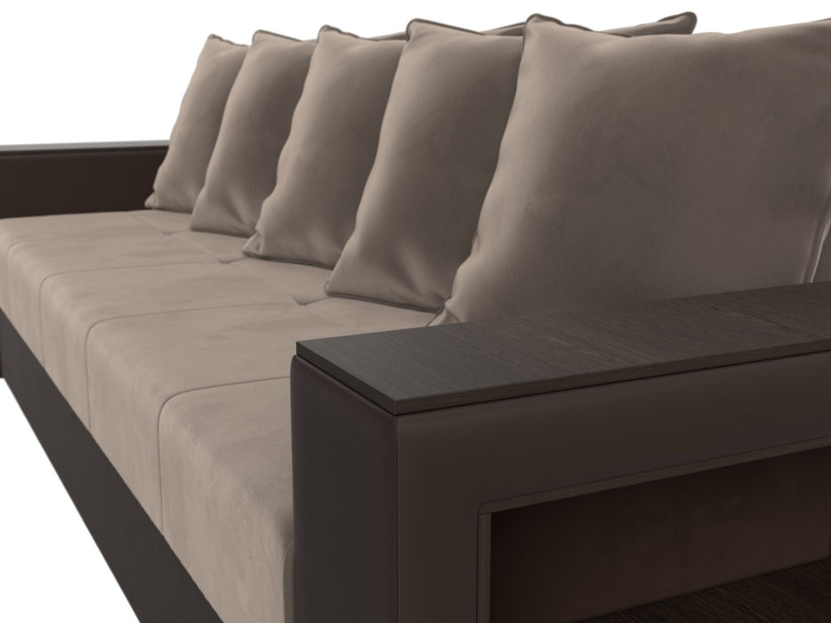 Диваны прямые, Диван прямой Дубай Лайт полки справа, велюр/экокожа