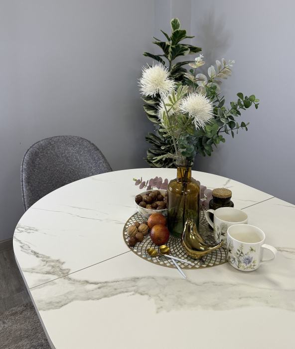 Обеденные столы, Стол Kenner DO1300 раздвижной, керамика , опоры белые