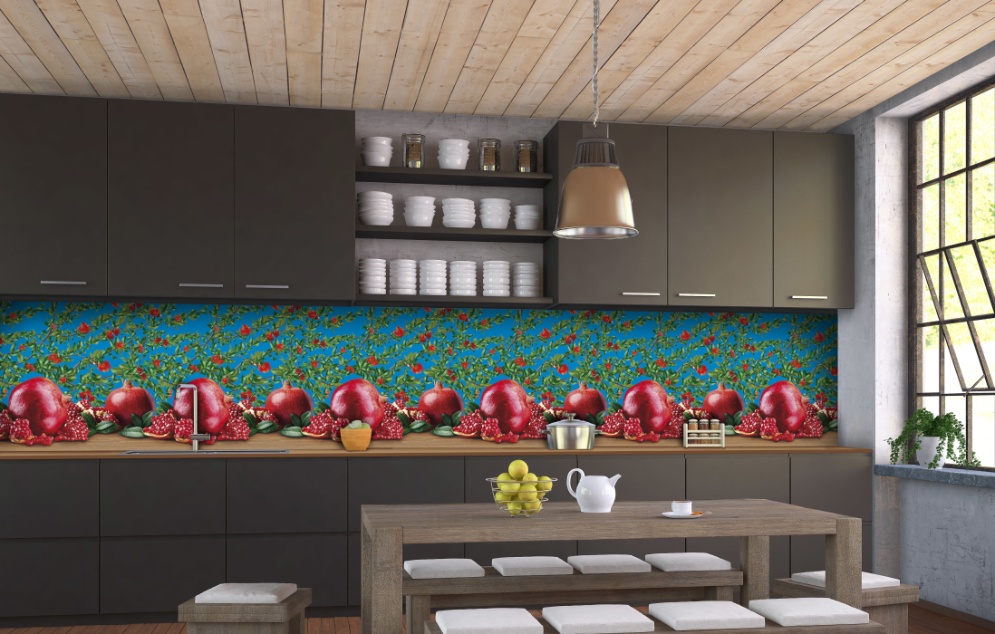 Стеновые панели из АБС-пластика, Кухонный фартук Гранат 2000x600x1.5 мм глянец