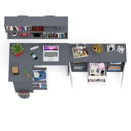 Угловой компьютерный стол Мори МС-16 левый с верхней полкой и тумбой-комодом 1200-3