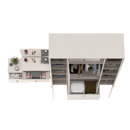 Трюмо с зеркалом и ящиками и комод-шкаф 4-х дверный Афина