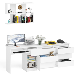 Широкий комод Мори МК1200.6 с письменным однотумбовым столом МС-1 правый и полкой на 900