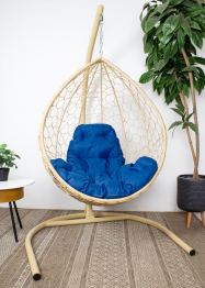 Подвесное кресло КАПЛЯ с ротангом бежевое