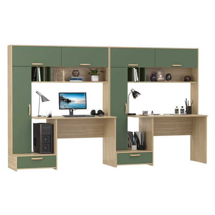 Прямые компьютерные столы, Лайт столы письменные 03.243Н с верхними полочками