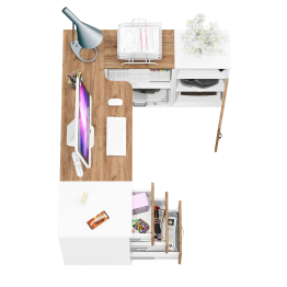 Рабочее место из письменного стола-трансформера и двух тумб Лидер-8.