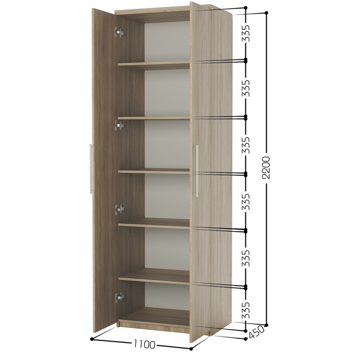 Для одежды, Шкаф с полками Мелодия МП-21 110х45