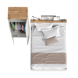 Кровать со спальным местом 1600х2000 с ортопедическим основанием Остин и шкаф для одежды