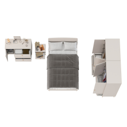 Шкафы двухдверные с кроватью 1200 Афина с тумбочкой на ножках и комодом