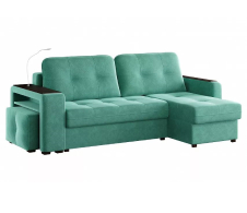 Диваны угловые в гостиную, Диван-кровать угловой Smart 4 пуф слева Велюр