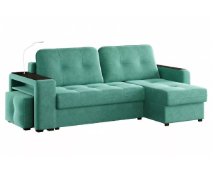 Диван-кровать угловой Smart 4 пуф слева Велюр