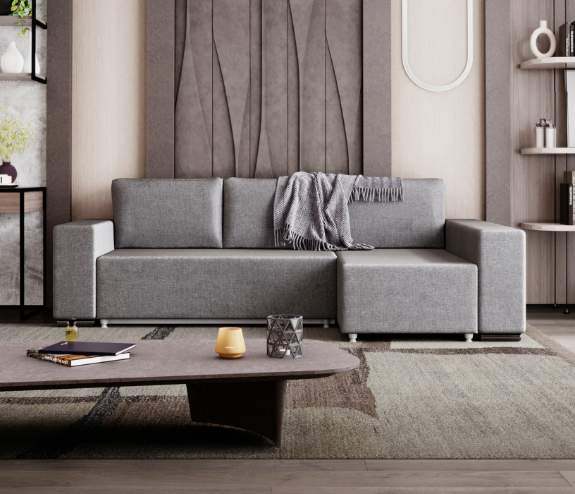 Диваны угловые в гостиную, Угловой диван-кровать Маркиз, рогожка