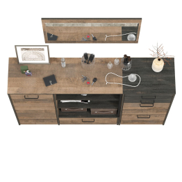 Тумба для обуви с зеркалом и широкий комод с нишами Трувор