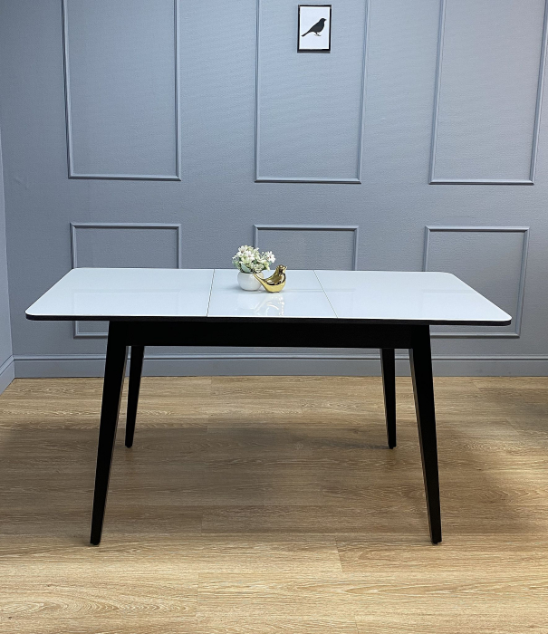 Обеденные столы, Стол KENNER 1100 M раздвижной, стекло белое глянец