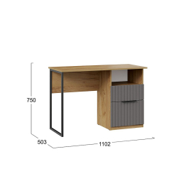 Стол письменный Хилтон тип 1, дуб крафт золотой, графит матовый