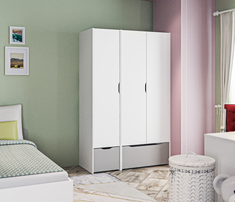 Кровати одноярусные, Mika детская две кровати 90 см с основанием и матрасом Белый/Белый, Серый