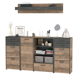 Комод-тумба в прихожую с навесной полкой и двумя обувницами с ящиками Трувор