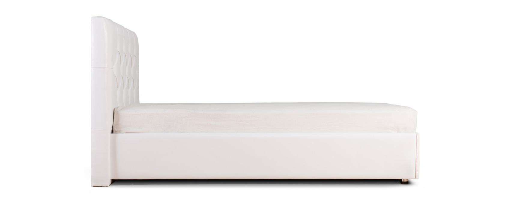 Двуспальные, Кровать с мягким изголовьем Монблан, база + стразы, экокожа, 140*200