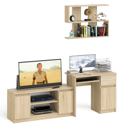 Однотумбовый компьютерный стол Мори МС-1 правый с тумбой МТВ1200.1 и открытой полкой на 900